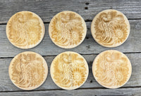 Western Coaster Set with Tooled Leather Holder – Cowboy Boot & Sunflower Engraved Wood Coasters
