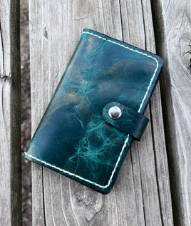 Copper Turquoise Oil Tanned Leather Spiral Top Notebook Holder
