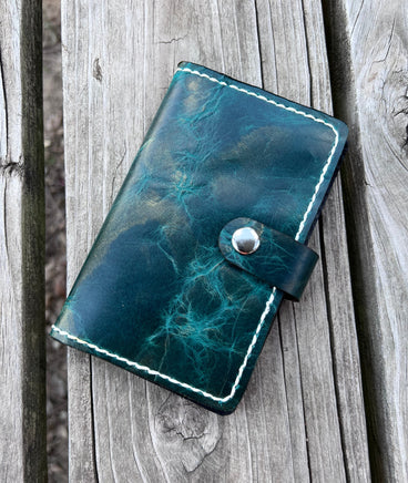 Copper Turquoise Oil Tanned Leather Spiral Top Notebook Holder