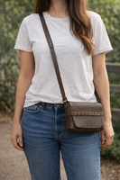 Minimalist Leather Crossbody Bag with Mystery Braid Closure – Handmade Rustic Brown Leather Purse