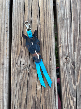 Hand Painted Dark Bay Horse Face Key Chain