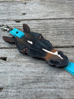 Hand Painted Dark Bay Horse Face Key Chain