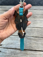 Hand Painted Dark Bay Horse Face Key Chain