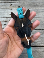 Hand Painted Dark Bay Horse Face Key Chain