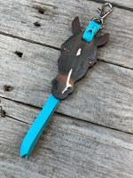 Hand Painted Dark Bay Horse Face Key Chain
