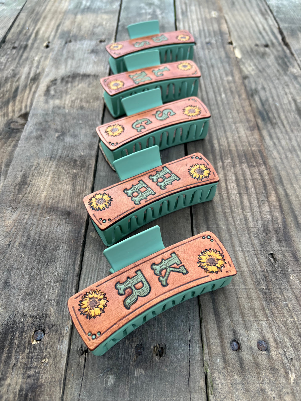 Custom Leather Bridesmaids Wedding Hair Clips