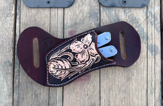 Custom Order- Horizontal EDC Leatherman Multi Tool Carved Sheath