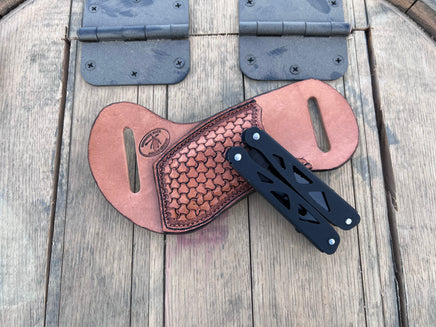 Custom Order- Horizontal Style Stamped EDC Leatherman Multi Tool Sheath