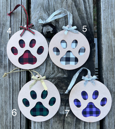 Personalized Leather Dog Paw Christmas Ornament