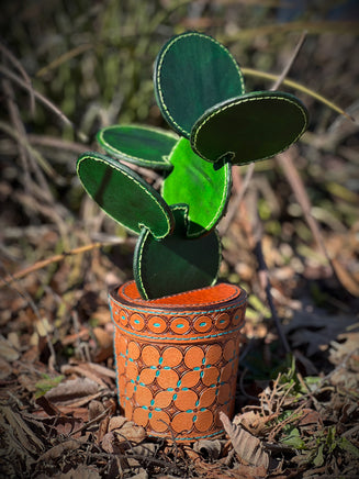 Leather Prickly Pear Cactus Coaster Gift Set