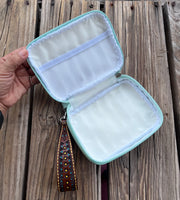 Custom Leather Hand Tooled Pill Organizer with Hand Painted Sunflowers and Cactus