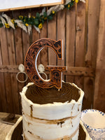 personalized leather cake topper initials