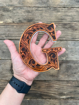  Leather Wedding Initial Cake Topper