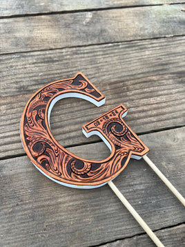 custom tooled leather wedding cake topper