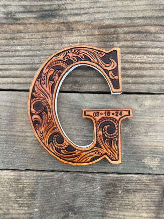  Leather Wedding Initial Cake Topper