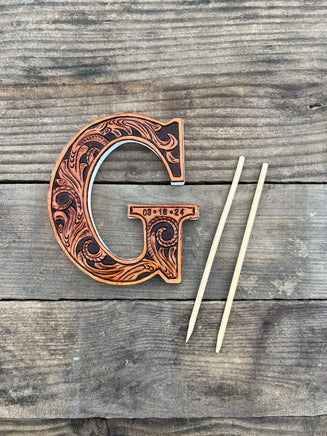 Leather Wedding Initial Cake Topper