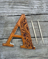 Custom Tooled Leather Wedding Cake Topper – Personalized Initials