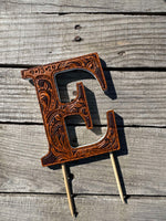 Custom Tooled Leather Wedding Cake Topper – Personalized Initials