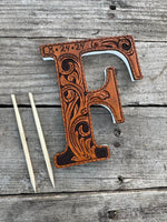 Custom Tooled Leather Wedding Cake Topper – Personalized Initials