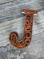 Custom Tooled Leather Wedding Cake Topper – Personalized Initials