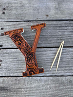 Custom Tooled Leather Wedding Cake Topper – Personalized Initials