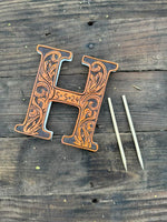 Custom Tooled Leather Wedding Cake Topper – Personalized Initials