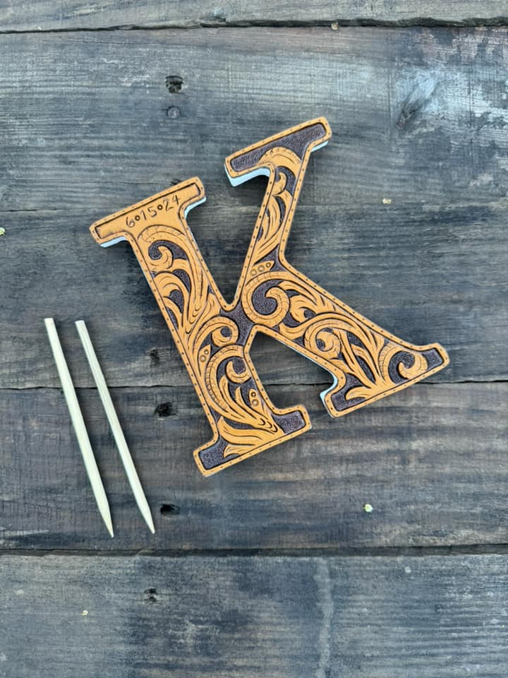 Custom Tooled Leather Wedding Cake Topper – Personalized Initials