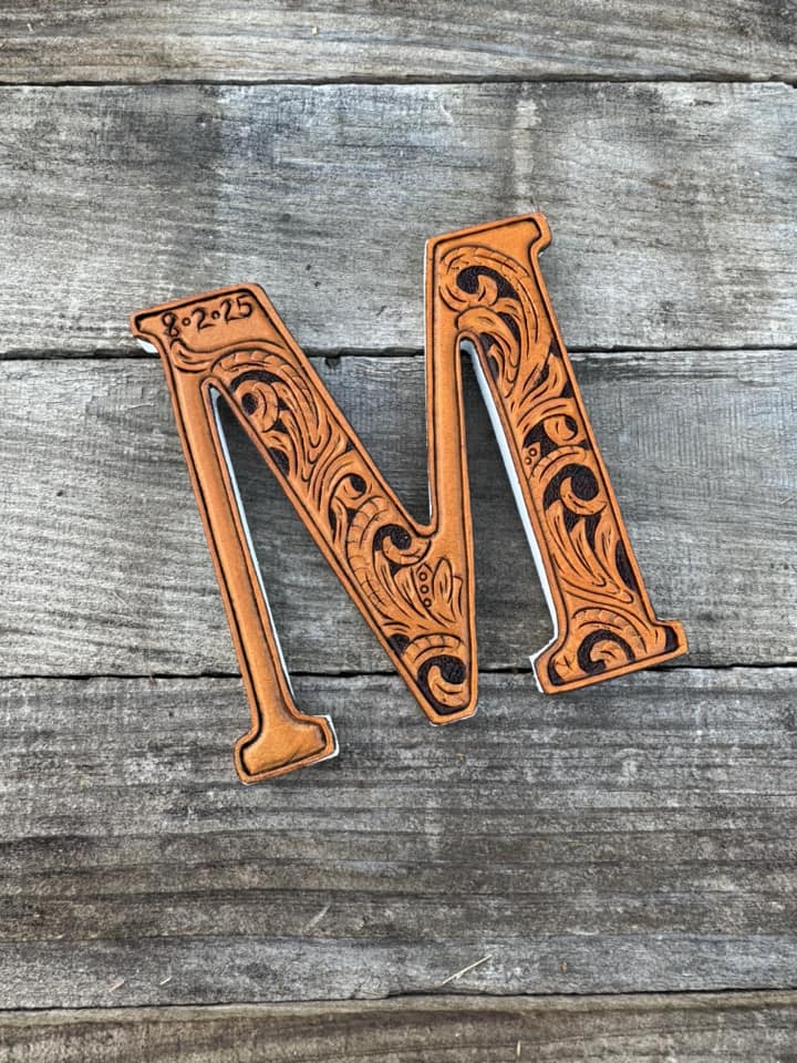 Custom Tooled Leather Wedding Cake Topper – Personalized Initials
