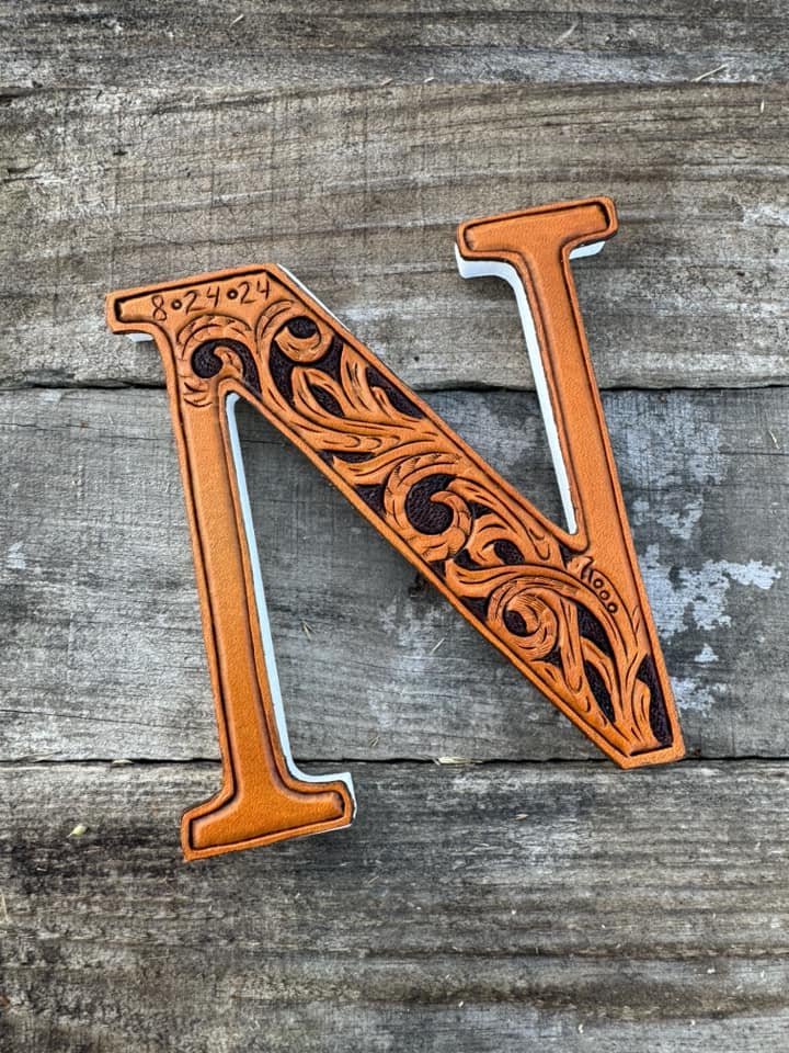 Custom Tooled Leather Wedding Cake Topper – Personalized Initials