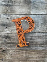 Custom Tooled Leather Wedding Cake Topper – Personalized Initials