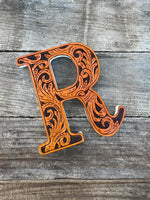 Custom Tooled Leather Wedding Cake Topper – Personalized Initials