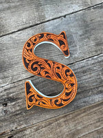 Custom Tooled Leather Wedding Cake Topper – Personalized Initials
