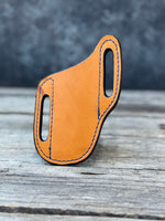 Slim Slanted Pancake Leather Knife Sheath
