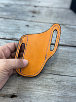 Slim Slanted Pancake Leather Knife Sheath