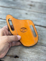 Slim Slanted Pancake Leather Knife Sheath