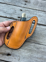 Slim Slanted Pancake Leather Knife Sheath