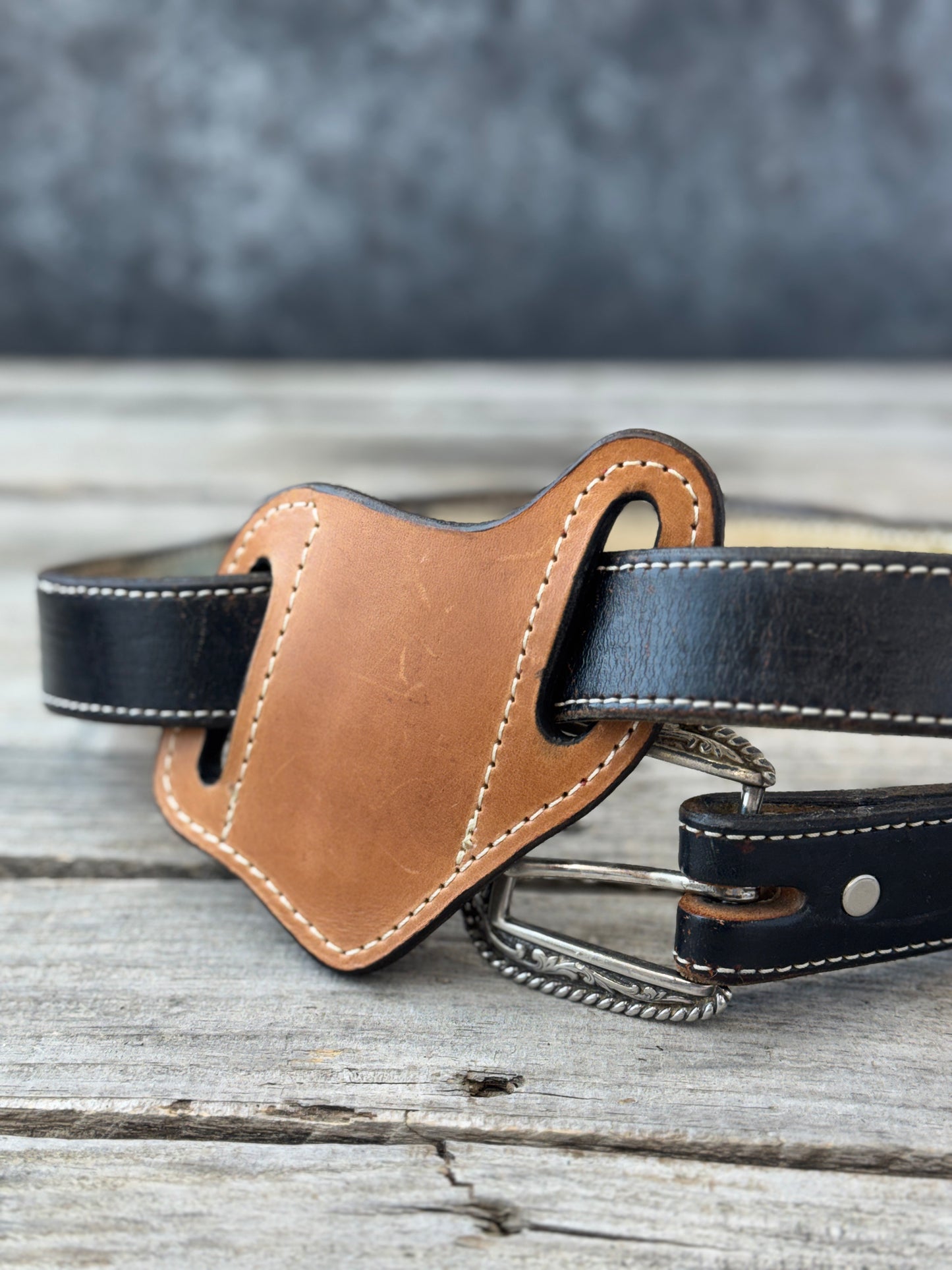 Plain Leather Knife Sheath | Handmade Wide Slanted Pancake Pocket Knife Sheath