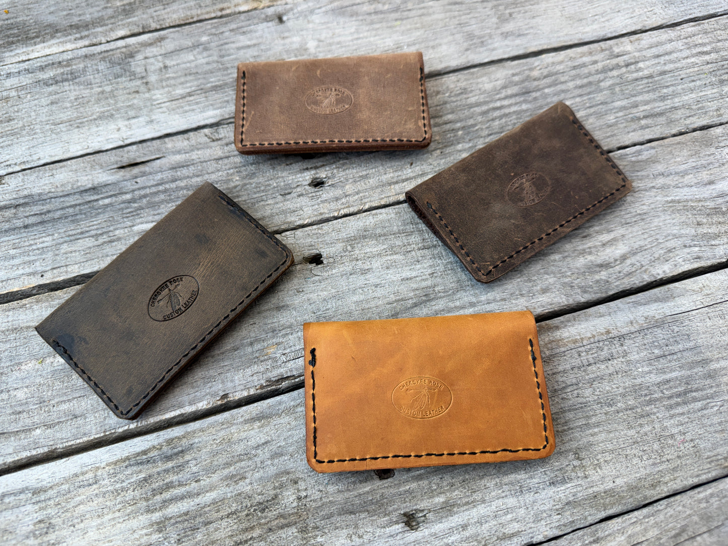 Oil-Tanned Leather Card Wallet Double Snap