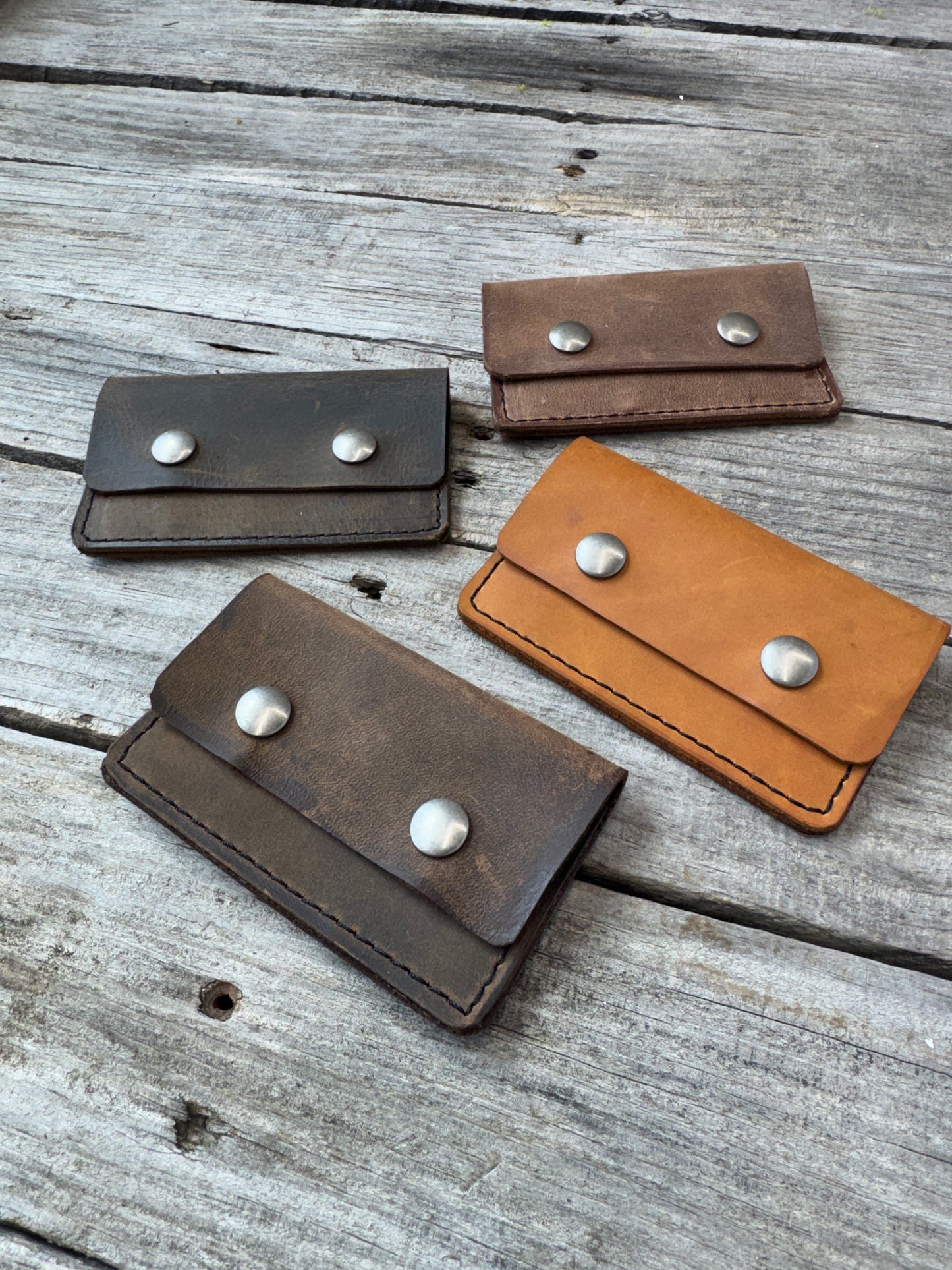Oil-Tanned Leather Card Wallet Double Snap