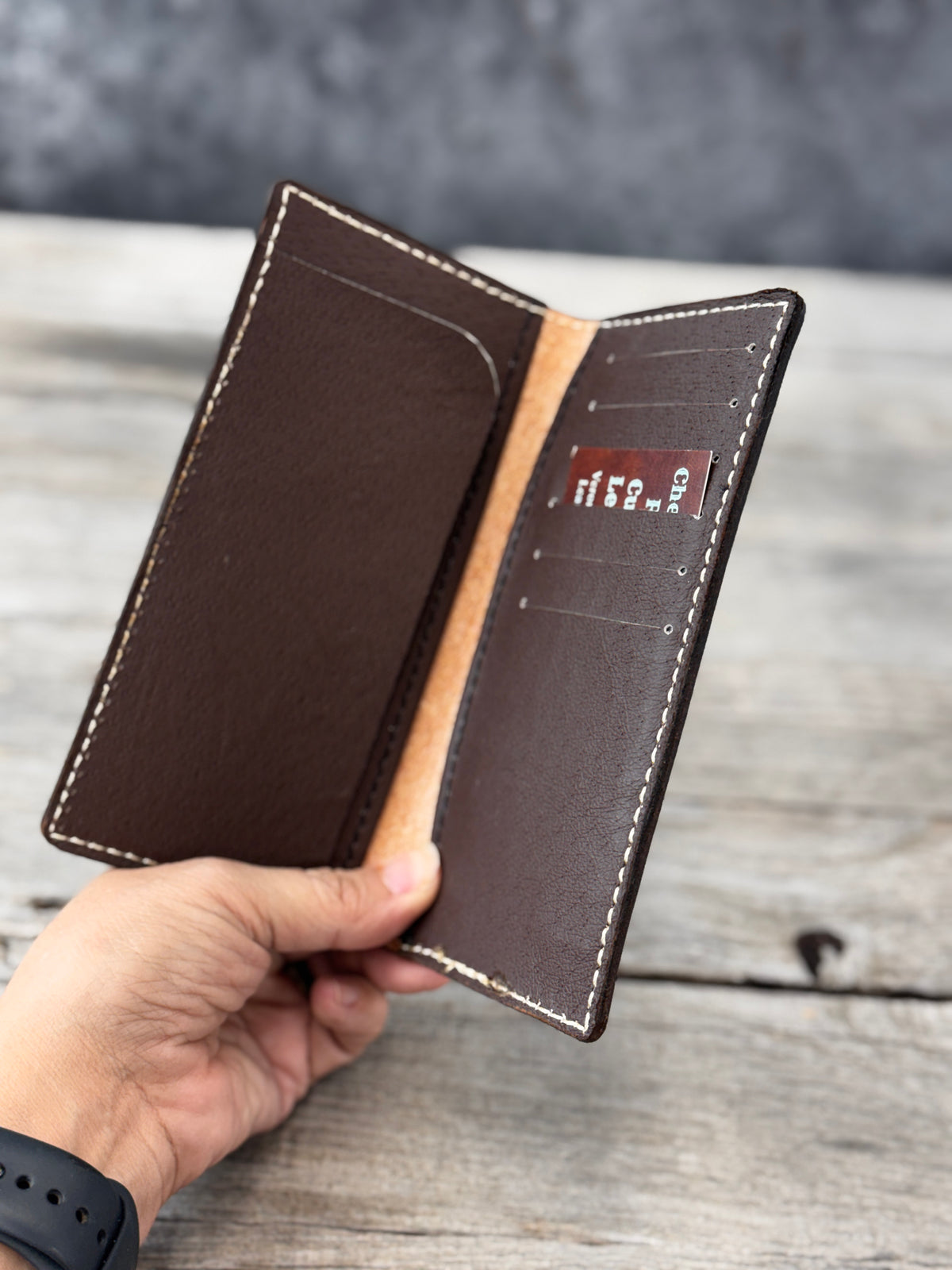 Hand Carved Floral Leather Roper Wallet – Spanish Brown