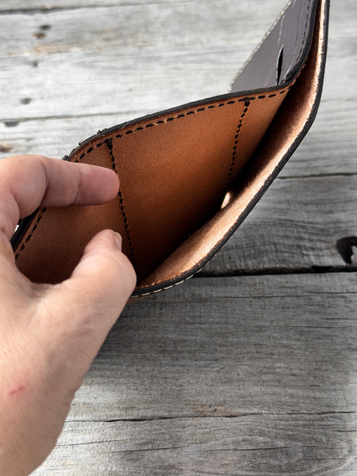 Hand Carved Western Floral Leather Trifold Wallet