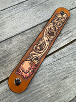 Floral Scrollwork Leather Cuff Bracelet