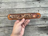 Floral Scrollwork Leather Cuff Bracelet