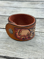 Floral Scrollwork Leather Cuff Bracelet