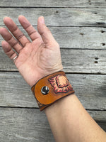 Floral Scrollwork Leather Cuff Bracelet