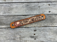 Floral Scrollwork Leather Cuff Bracelet
