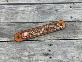Floral Scrollwork Leather Cuff Bracelet