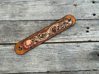 Floral Scrollwork Leather Cuff Bracelet