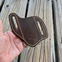 Custom Order- Slanted Style A Carved Leather Pocket Knife Sheath
