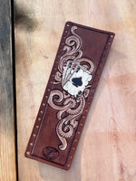 Four Aces and Western Floral Leather Show Stick Wrap